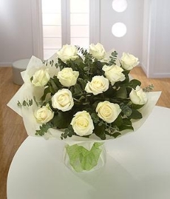 A Dozen Pure White Roses