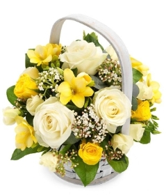 Yellow and white basket